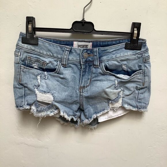 VICTORIA SECRET PINK DENIM JEAN SHORTS 26 - Picture 7 of 7